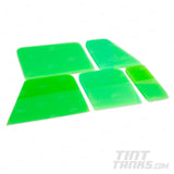 5 Piece Rubber Hand Squeegee Set For Tint / PPF / Wrap Installation - Green